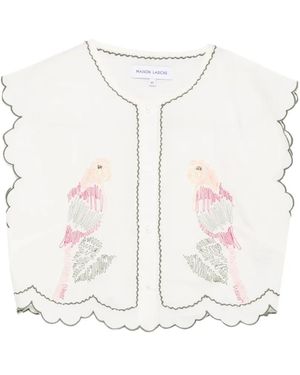 Maison Labiche Embroidery Scalloped Top - White