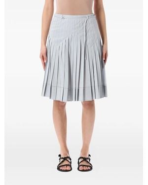 Low Classic Pleated Midi Skirt - Blue