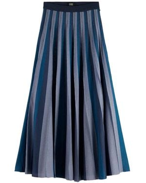 Scotch & Soda Striped Pleated Midi Skirt - Blue