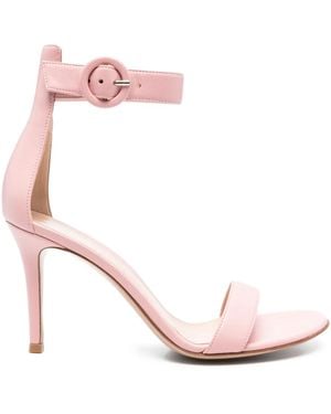 Gianvito Rossi 90Mm Portofino Ankle-Strap Leather Sandals - Pink