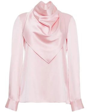 Adam Lippes Draped-Neck Silk Blouse - Pink