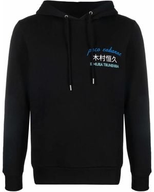 Rabanne Chest Logo-Print Hoodie - Black