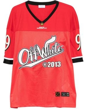 Off-White c/o Virgil Abloh T-Shirt Met Logoprint En Mesh - Rood