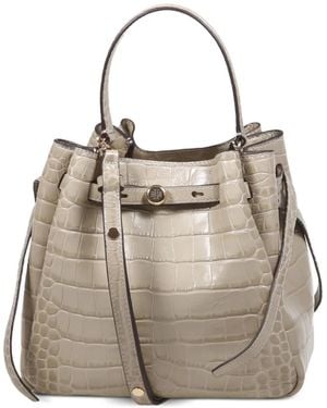 Tory Burch Small Romy Crocodile-Effect Tote Bag - Natural