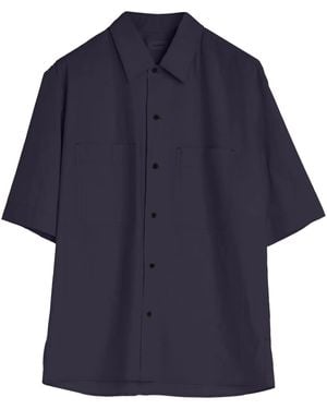 Lemaire Boxy-Fit Short-Sleeve Shirt With Classic Collar - Blue