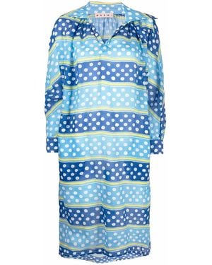 Marni Striped Polka Dot Dress - Blue