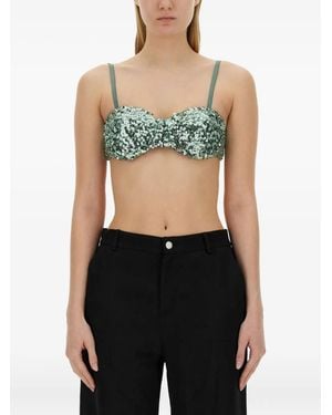 Moschino Top Con Decorazione Di Paillettes - Verde