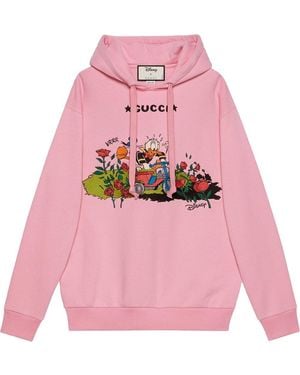 Gucci X Disney Donald Duck Logo Hoodie - Pink