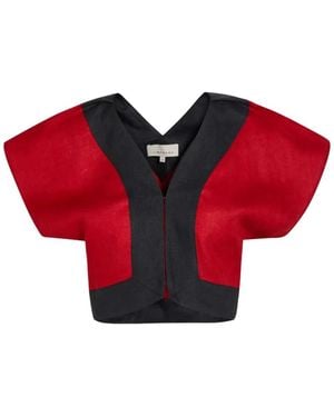 LIBEROWE Colour-Block Crop Top - Red