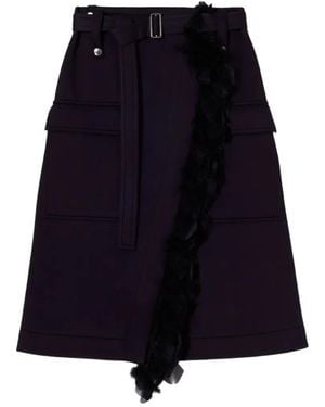 Plan C Feather-Trim Wrap Skirt - Blue