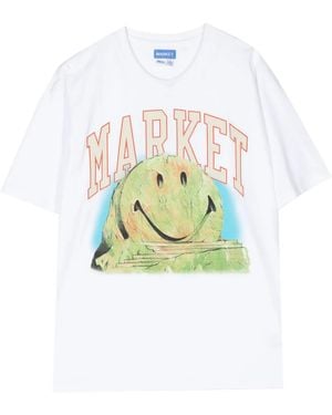 Market Smiley Out Of Body Cotton T-Shirt - White