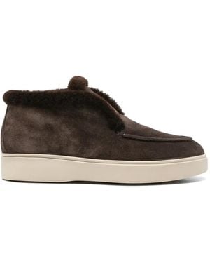 Officine Creative Frame Shearling-Trim Suede Ankle Boots - Brown