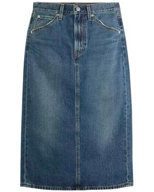 Levi's Back-Slit Denim Midi Skirt - Blue