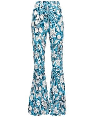 Diane von Furstenberg Brooklyn Floral-Print Flared Trousers - Blue