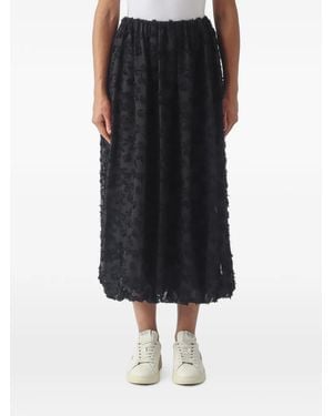 MEIMEIJ Textured-Finish Flared Midi Skirt - Black