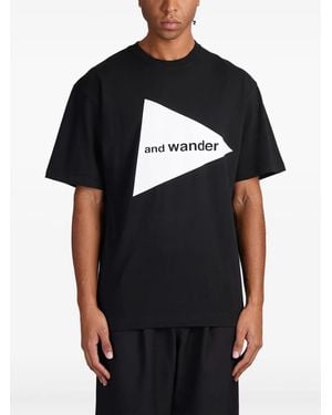 and wander Logo-Print T-Shirt - Black