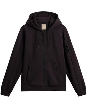Woolrich Logo-Print Zip-Up Hoodie - Black