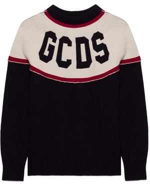 Gcds Logo-Intarsia Jumper - Blue