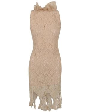 GIUSEPPE DI MORABITO Ruffled Lace-Overlay Dress - White
