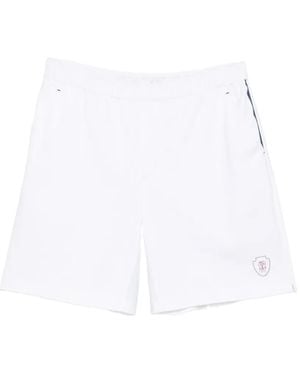Brunello Cucinelli Logo-Patch Elasticated-Waist Cotton Shorts - White