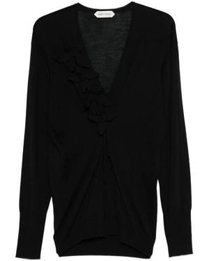 Alberta Ferretti Floral-Appliqué Cardigan - Black