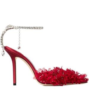Jimmy Choo Escarpins Saeda 100 Mm À Ornements En Cristal - Rouge