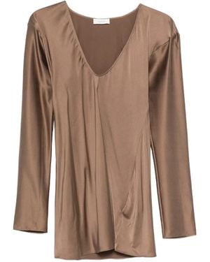 Ruohan V-Neck Long-Sleeve Top - Brown