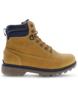 U.S. POLO ASSN. Lace-Up Logo-Embossed Boots - Brown