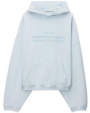 Alexander Wang Sudadera Oversize Con Capucha Y Logo Espejado - Azul