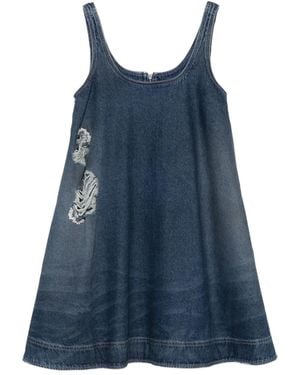 Simone Rocha Distressed-Effect Denim Mini Dress - Blue
