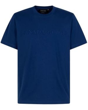 Canada Goose Logo-Embroidered Cotton T-Shirt - Blue