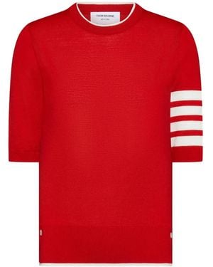 Thom Browne 4-Bar Short-Sleeve T-Shirt - Red