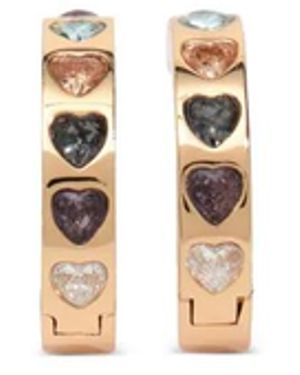Bimba Y Lola Medium Crystals Heart-Logo Hoop Earrings - Metallic