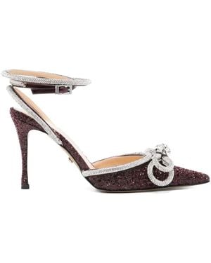 Mach & Mach Crystal-Embellished Bow Pumps - Metallic