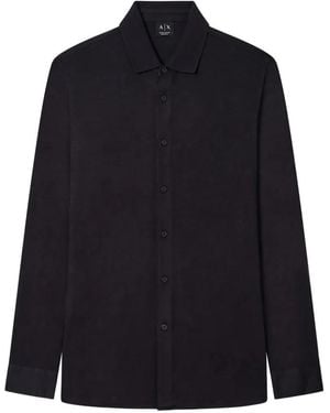 ARMANI EXCHANGE Logo-Embroidered Long-Sleeve Shirt - Blue