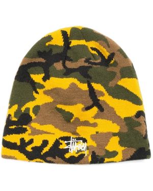 Stussy Camouflage-Print Jacquard Beanie Hat - Yellow