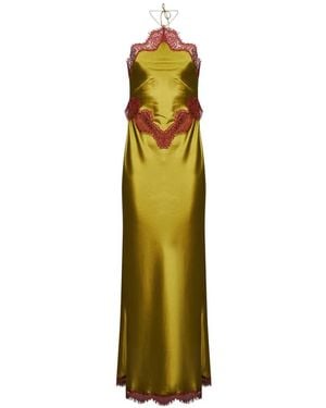 retroféte Everly Lace-Trimmed Halterneck Maxi Dress - Green