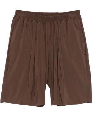 MARSĒM Pleated Elasticated-Waist Shorts - Brown