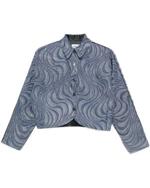 Botsi Button-Up Wave-Pattern Jacket - Blue