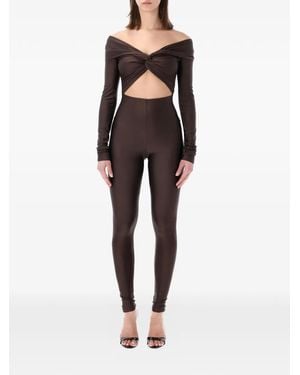 ANDAMANE Off-Shoulder Twist Jumpsuit - Brown