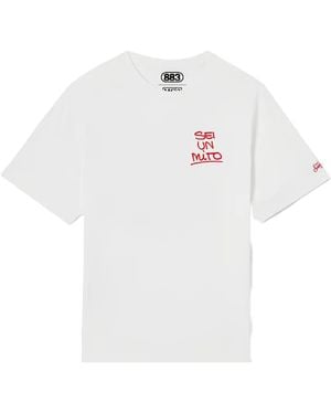MC2 Saint Barth Camiseta Portland De Algodón Con Eslogan Estampado De X 883 - Blanco