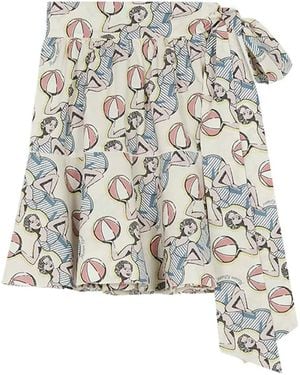 Maison Kitsuné Printed Skirt - White