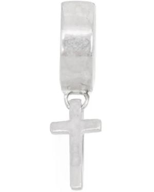 AllSaints Cross-Pendant Slim Hoop Earrings - White