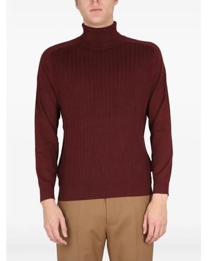 BOSS Maglione A Coste Con Collo Alto - Rosso