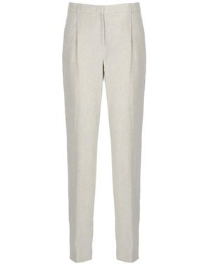 Lardini Prince Of Wales Linen Trousers - White