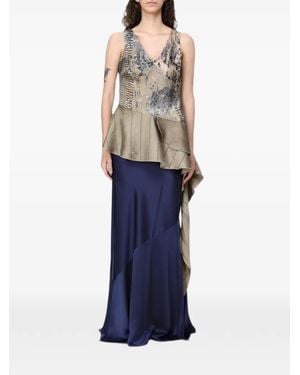 Antonio Marras Asymmetric Floral-Print Top - Blue