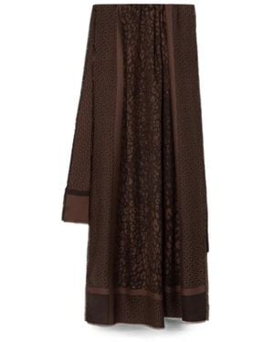 Liu Jo Leopard-Print Logo-Pattern Scarf - Brown