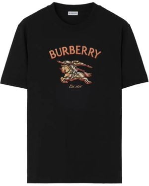 Burberry T-Shirt Mit Knight Check - Schwarz