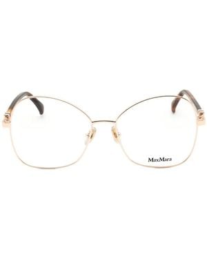 Max Mara Logo-Plaque Glasses - Natural