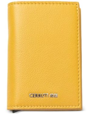 Cerruti 1881 Strukturiertes Kartenetui Mit Logo-Schild - Gelb
